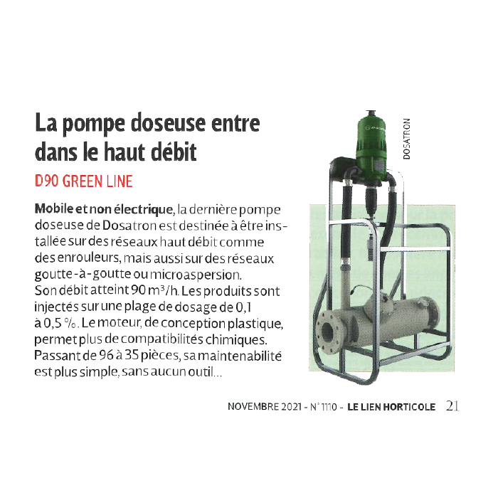 Dosatron fertilizer injector D90GL model - press publication