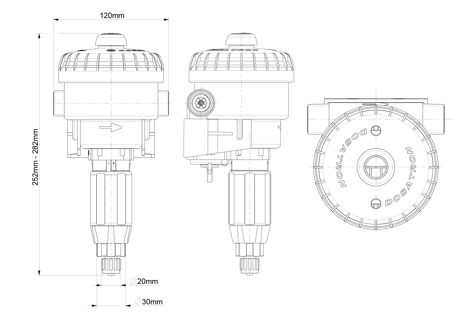 Αποτύπωμα δοσομετρικής αντλίας Dosatron mini